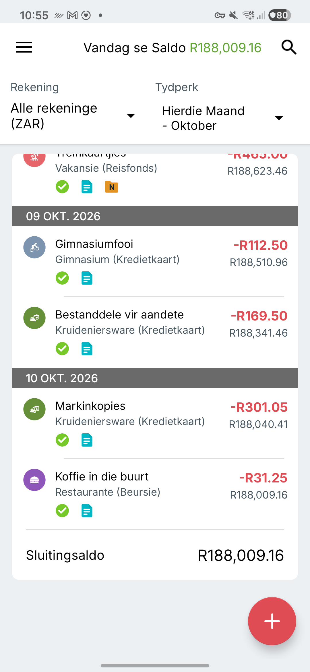 Expense IQ-transaksieskerm