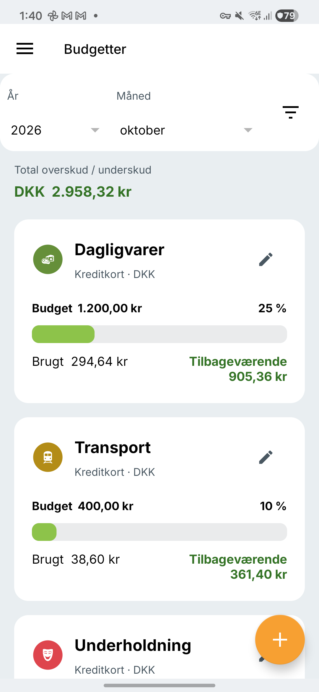 Expense IQ-budgetskærm