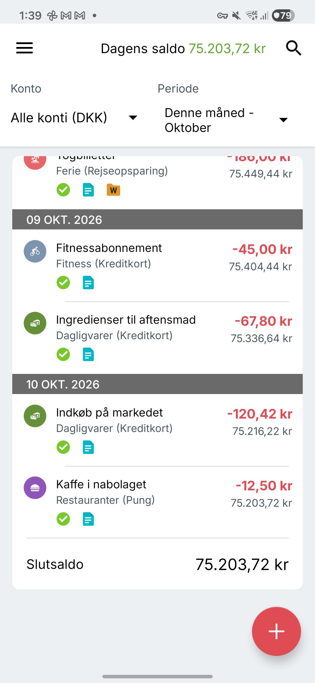 Expense IQ-transaktionsskærm