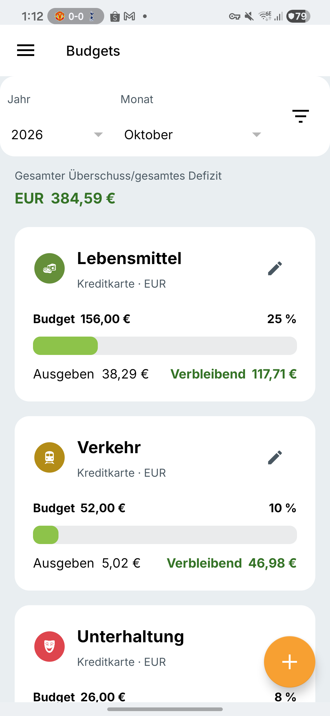 Samsung-Budgetansicht