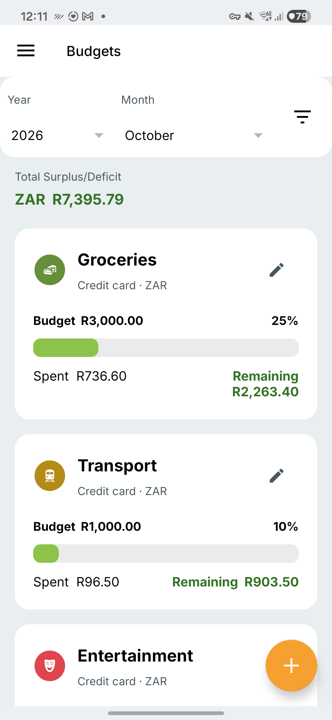 Fresh Samsung Expense IQ budgets screen