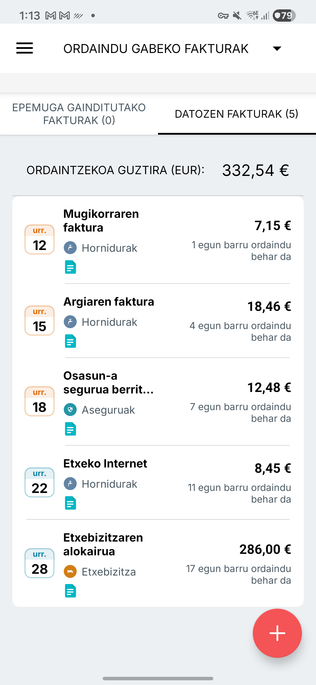 Expense IQ-ren fakturen abisuen pantaila