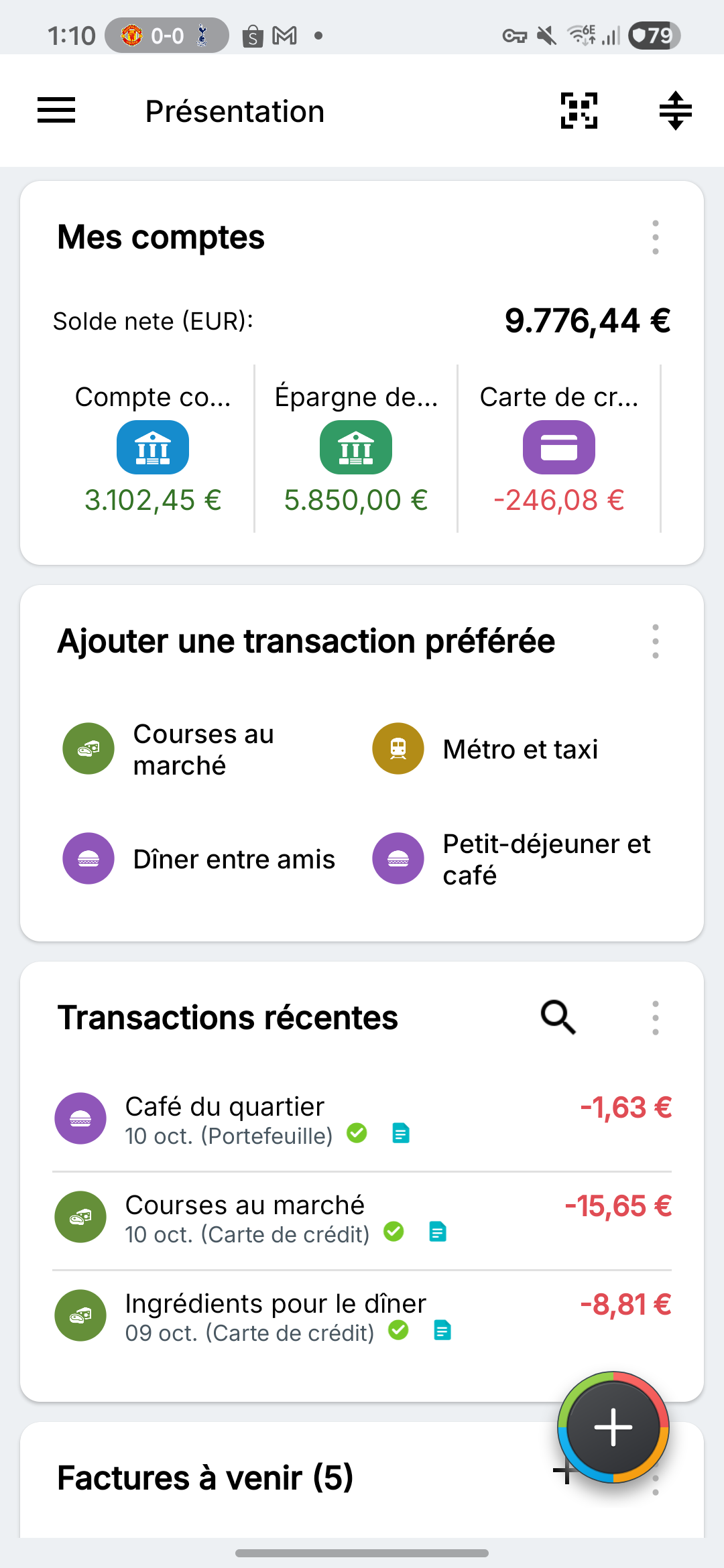 Vos finances, plus claires · Données fictives · EUR