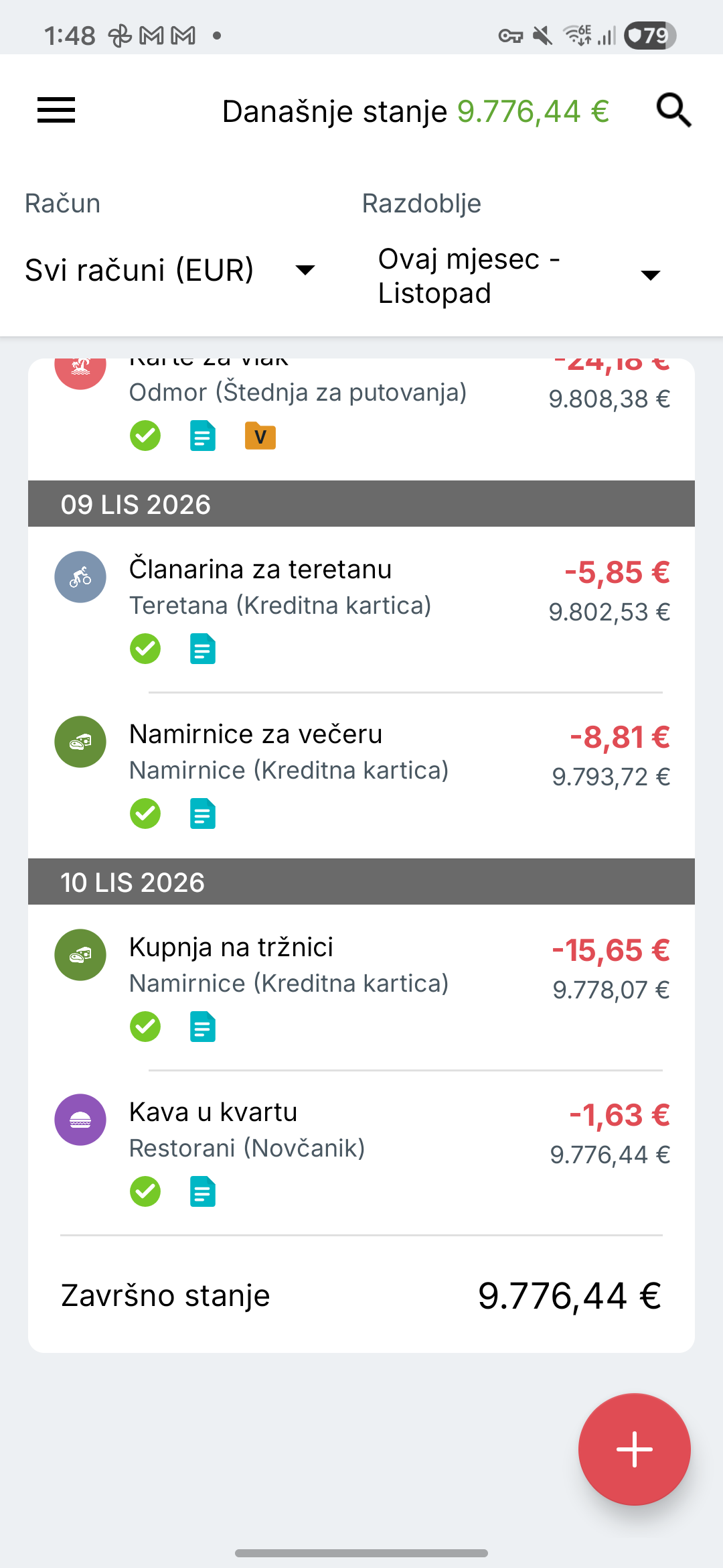 Prikaz transakcija Expense IQ