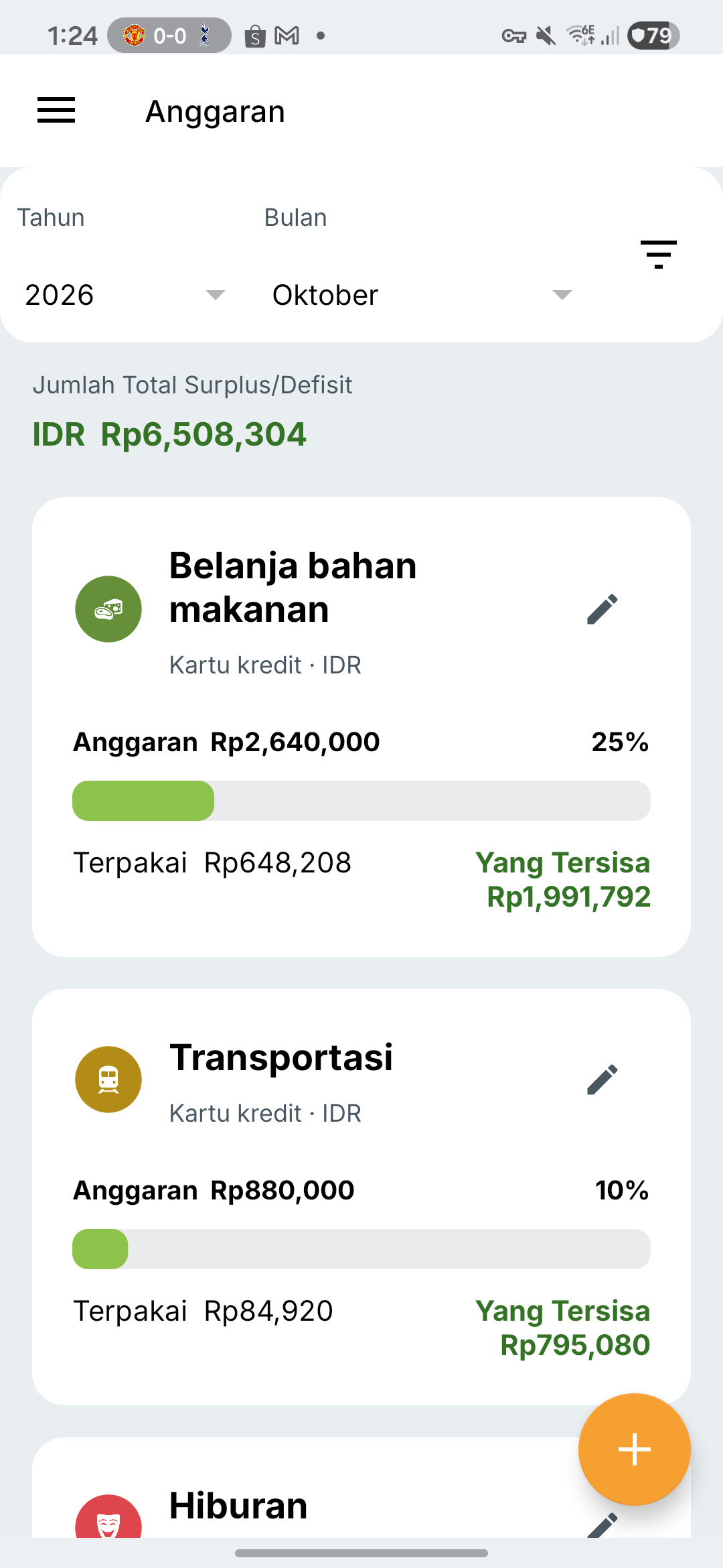 Layar anggaran Samsung
