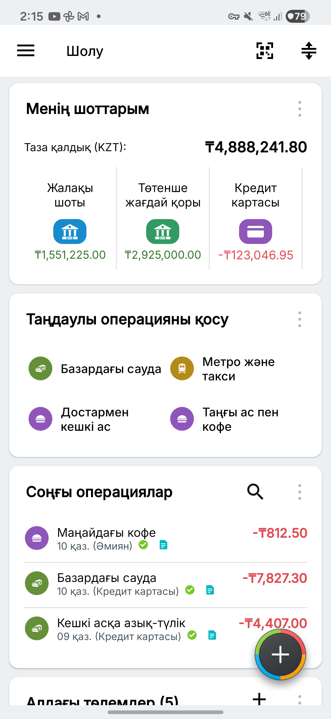 Ойдан шығарылған ағымдағы, жинақ және кредит картасы шоттары бар Expense IQ шолуы