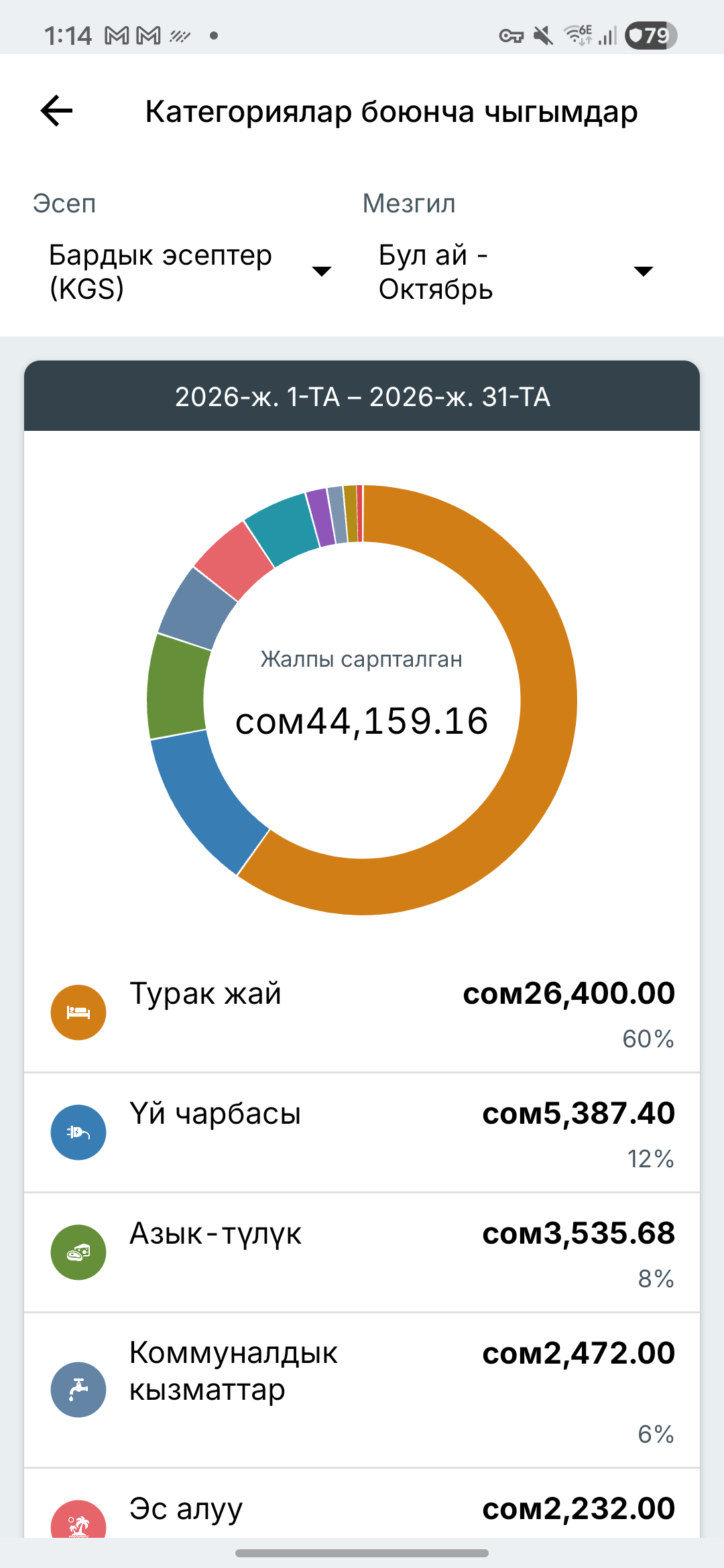 Expense IQ чыгым отчёттору экраны