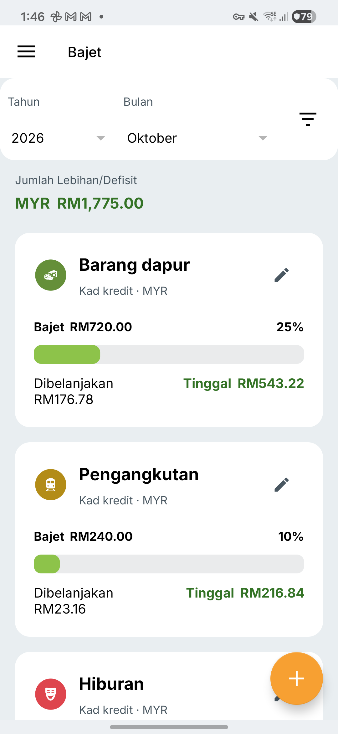 Skrin bajet Expense IQ