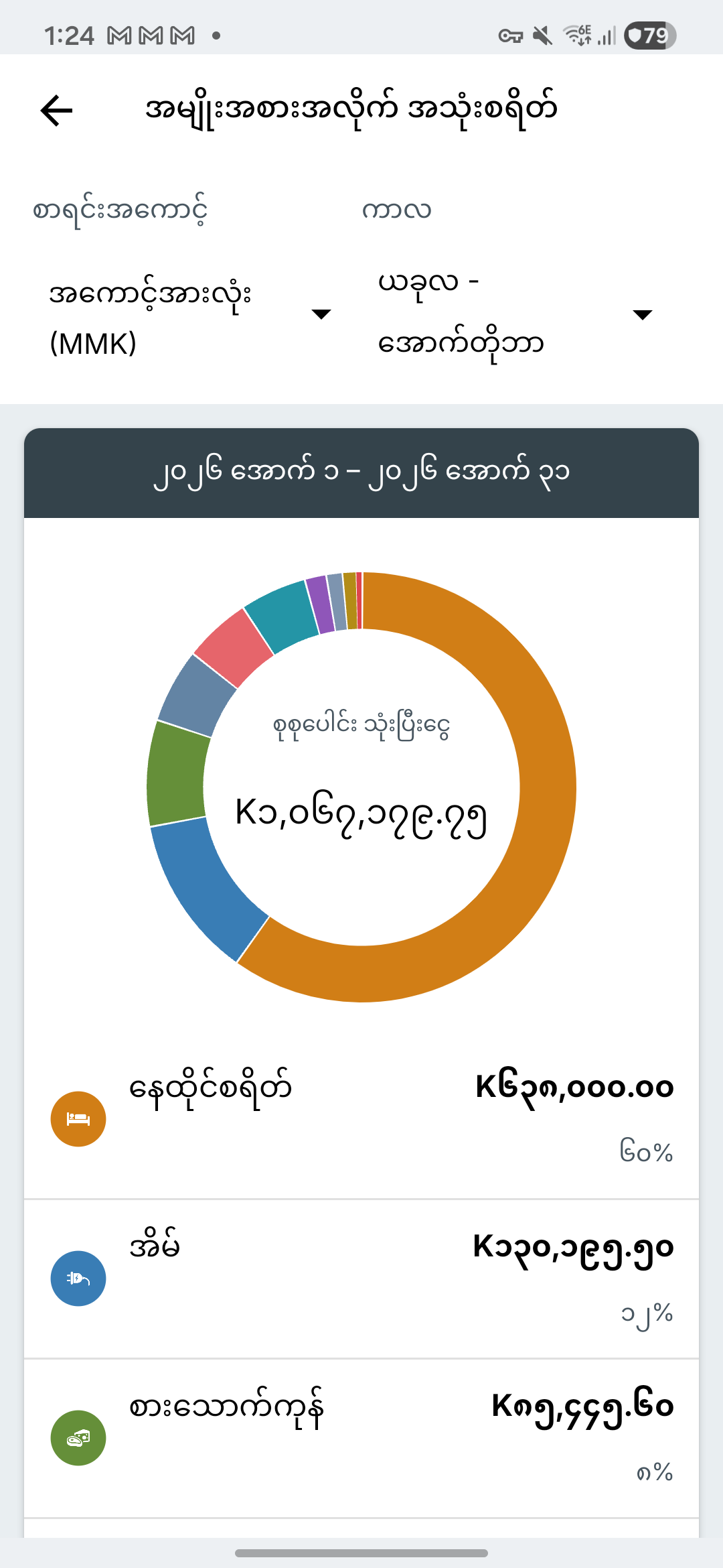 Expense IQ အသုံးစရိတ်အစီရင်ခံစာမျက်နှာပြင်