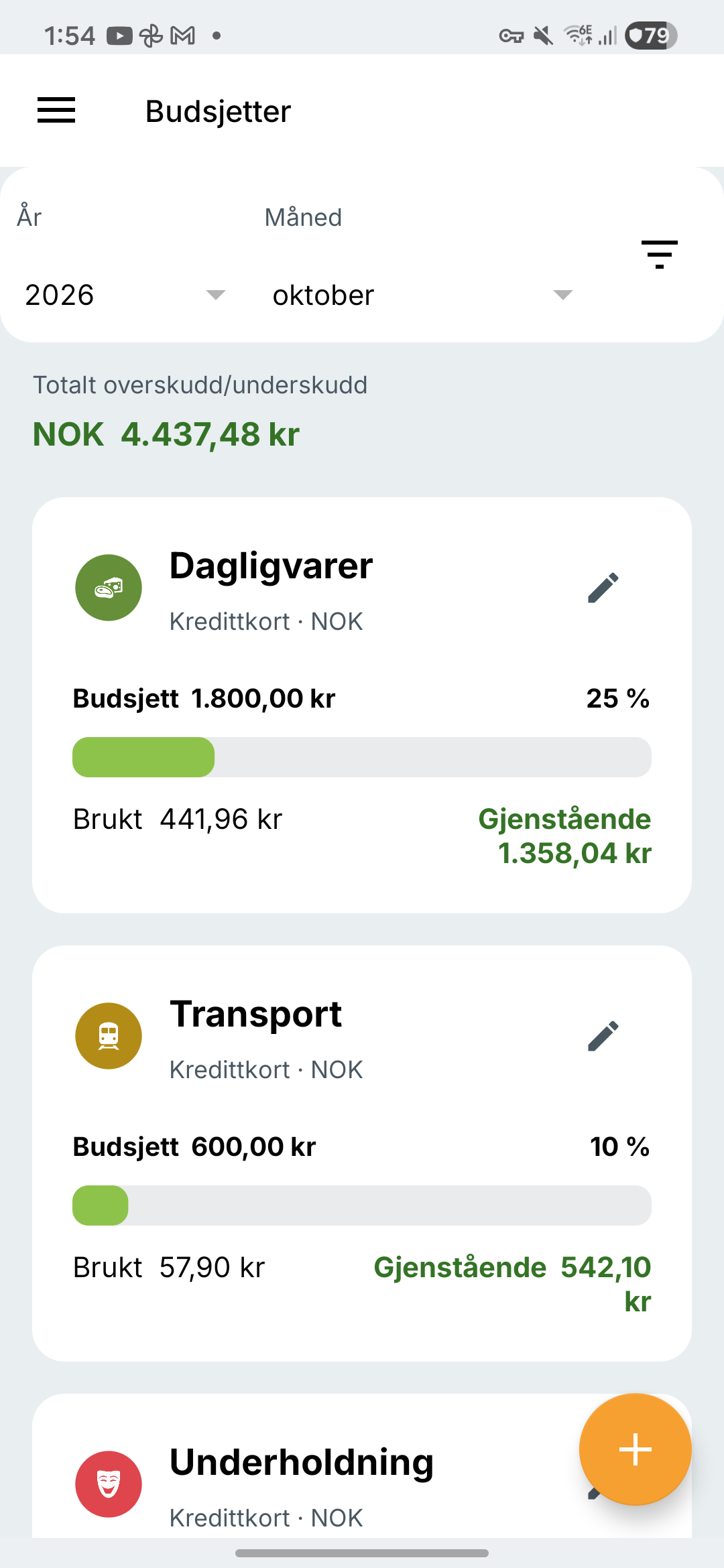 Expense IQ-budsjettskjerm
