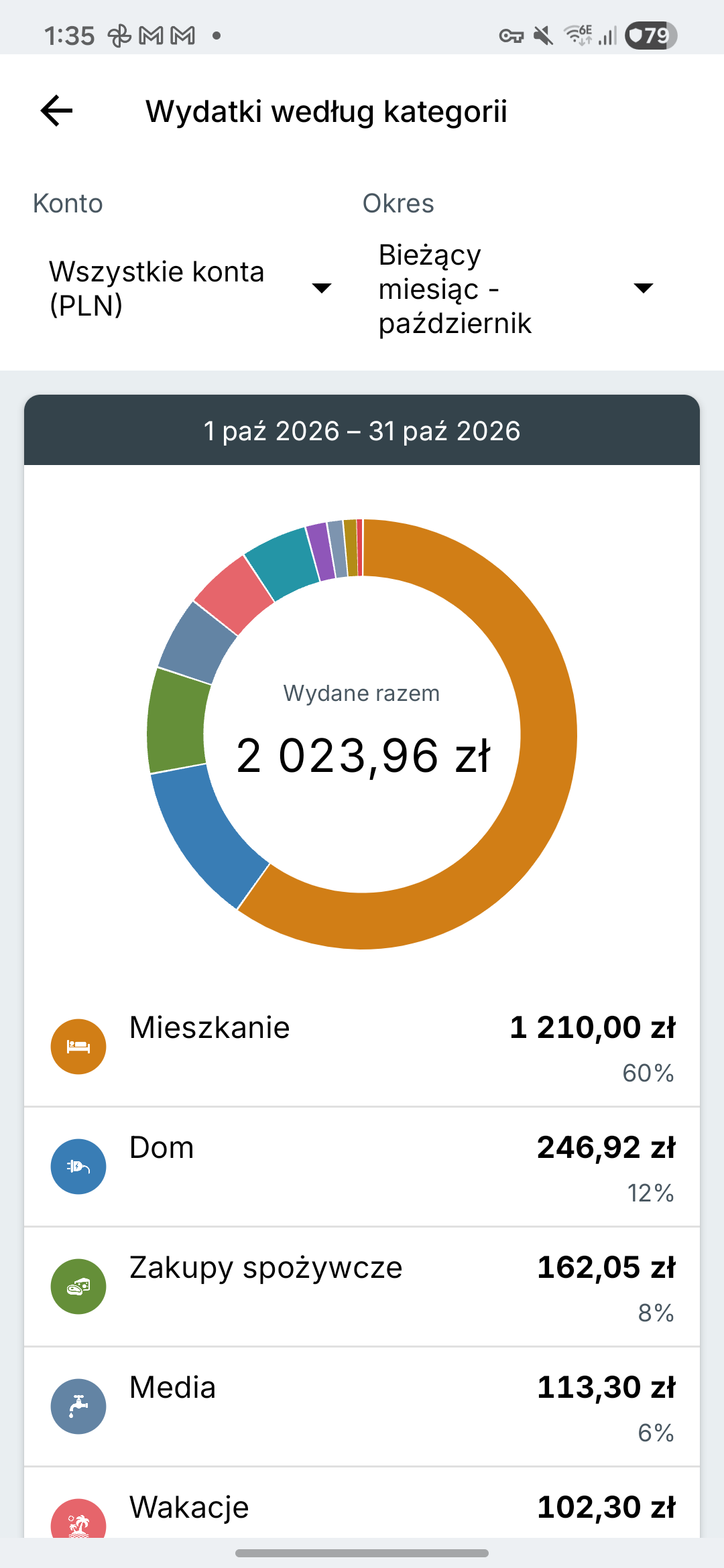Ekran raportów wydatków Expense IQ