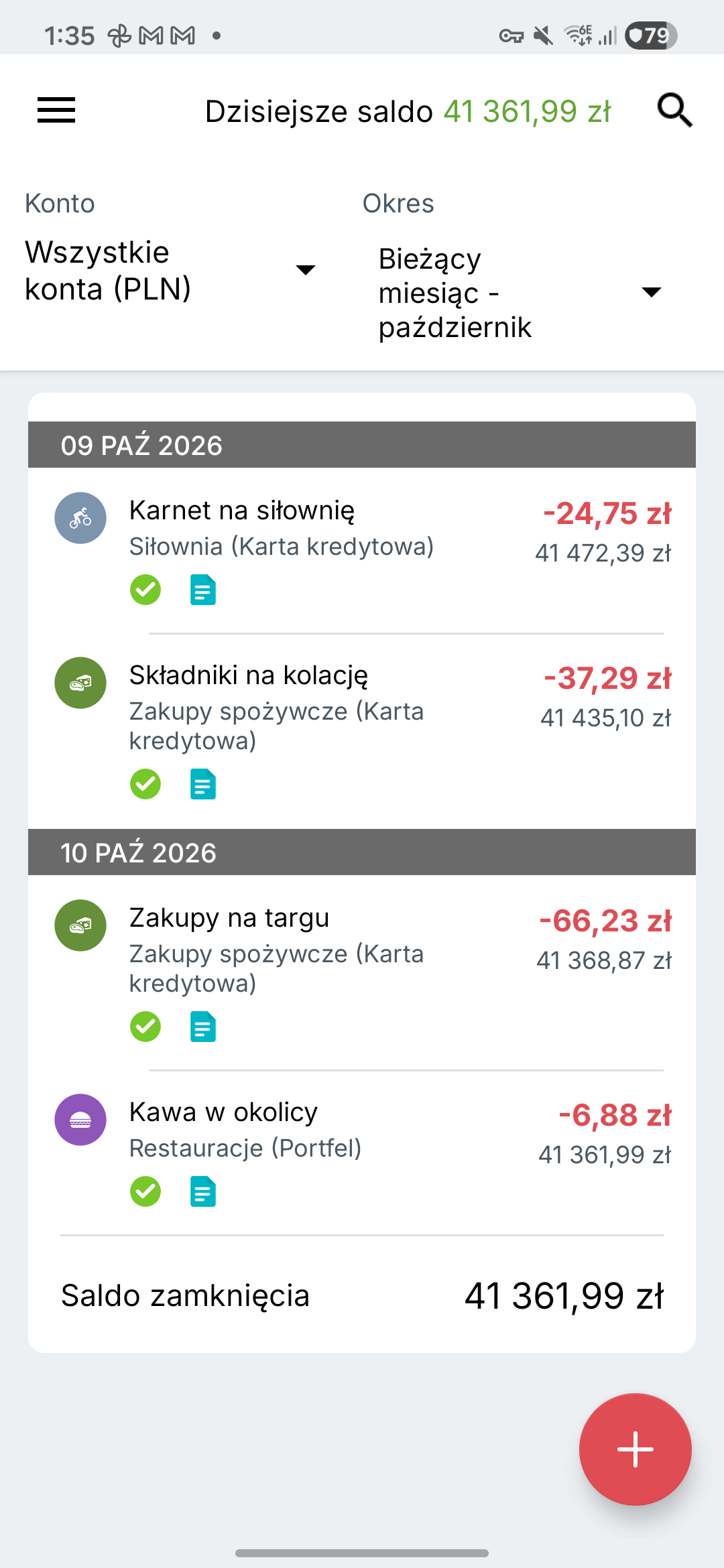 Ekran transakcji Expense IQ