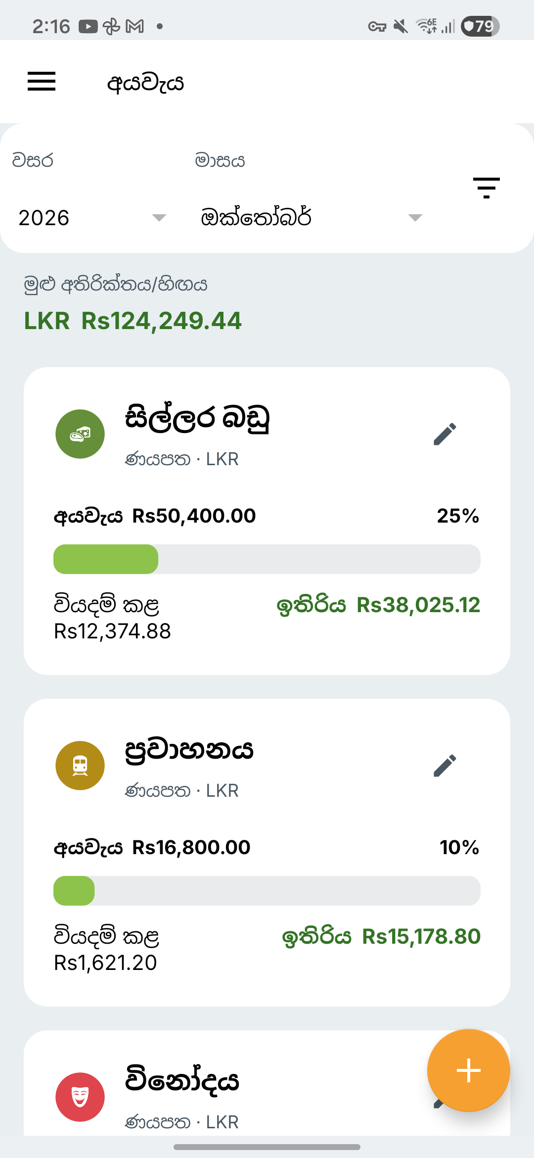 Expense IQ අයවැය තිරය