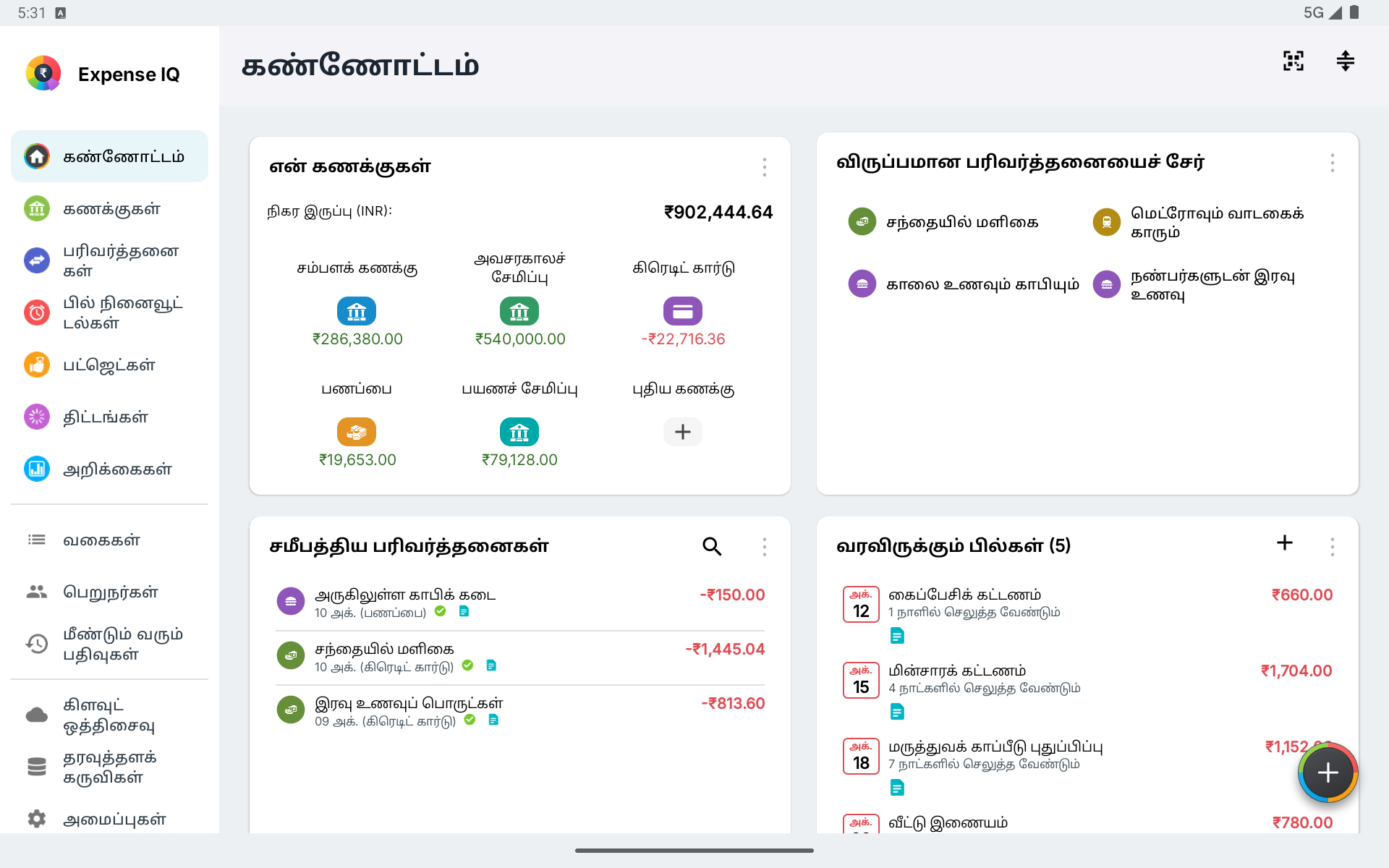 கிடைமட்ட Android டேப்லெட் கண்ணோட்டம்