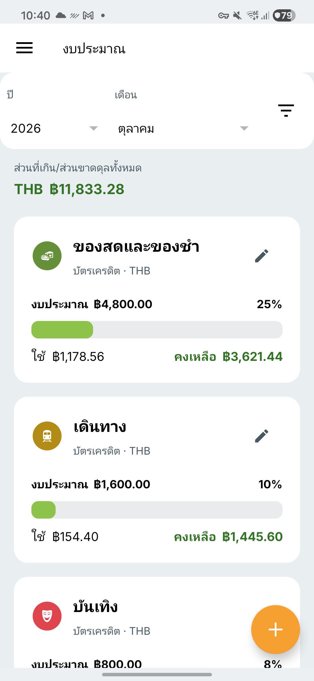 หน้าจองบประมาณ Expense IQ บน Samsung