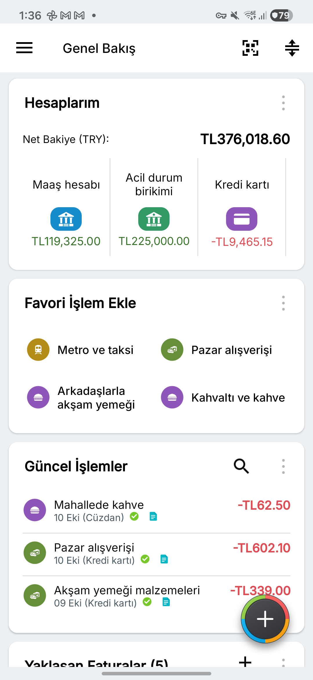 Kurgusal örnek verilerle Expense IQ genel bakışı